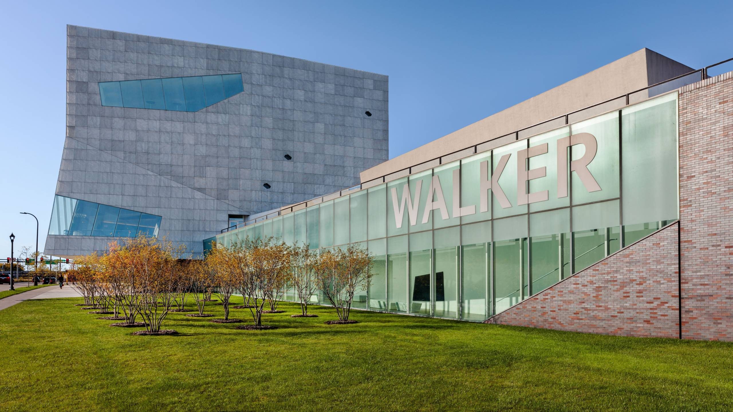 Exterior of Walker Art Center building on a sunny day.