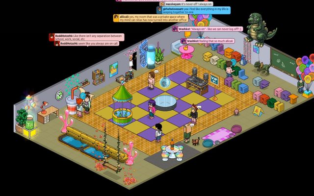 Image of a cartoon like video game of characters talking to each other inside a home.