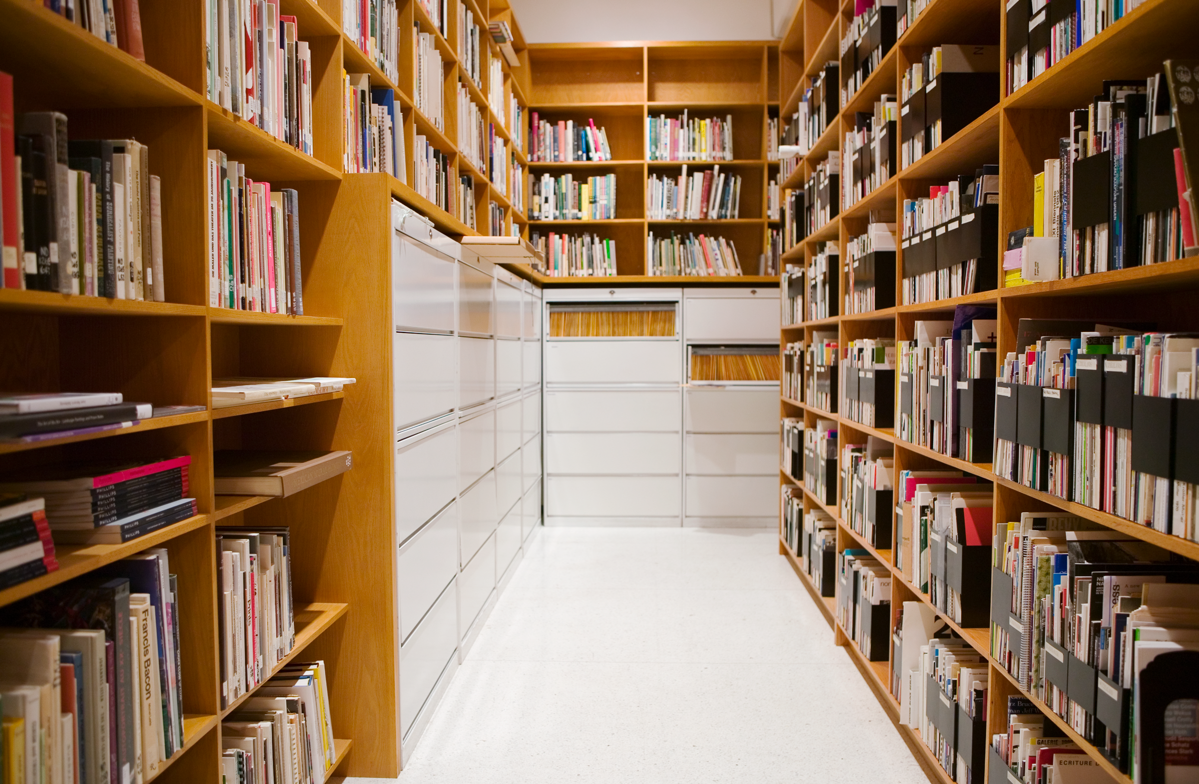 library book shelves and flat files