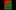A painting split diagonally with red on the left and green on the right. A bold black abstract symbol with arrows overlays both halves, resembling a trident and semicircle.